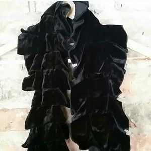Black velvet ruffled scarf