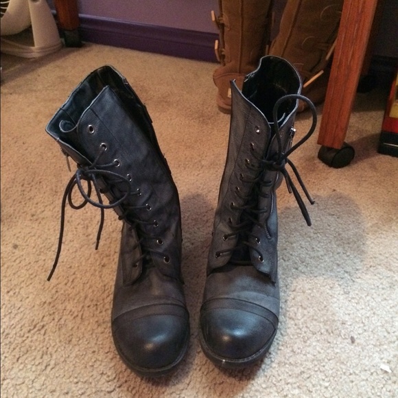 studded gunmetal combat boots