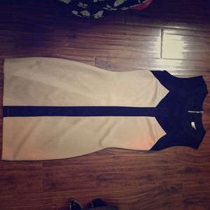 beige and black mesh dress