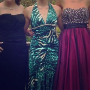 Prom/Homecoming/Formal Turquoise Printed Dress