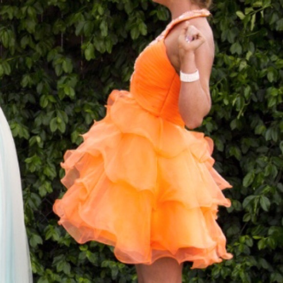 Short orange prom dress