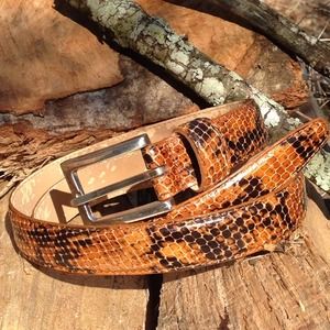 Fossil Sz M Snakeskin Embossed Leather Belt