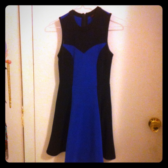 Material girl blue and black skater dress