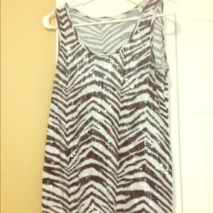 Zebra sequined tank top