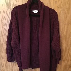 Plum colored open sweater