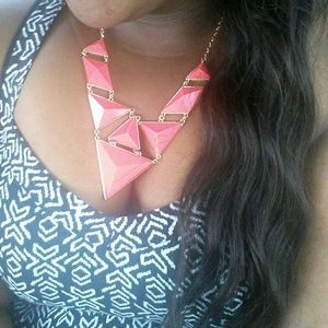 Pink and gold triangular necklace