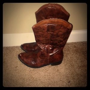 Dark brown  faux cowboy boots