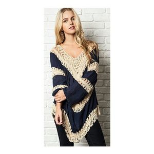 Brand new navy boho top small