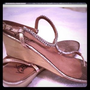 'Very Volatile' crystal t-strap wedge sandal