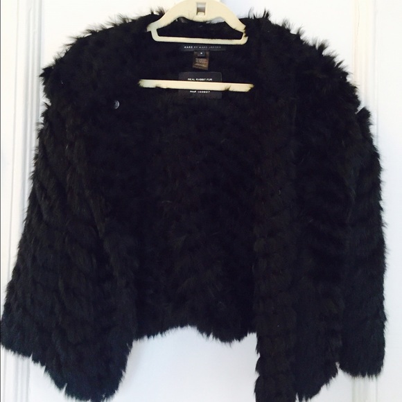 Marc by Marc Jacobs black rabbit fur jacket