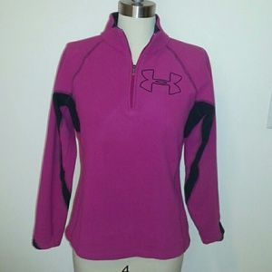 Under Armour Womens Pink/Black 1/4th zip Fleece SM