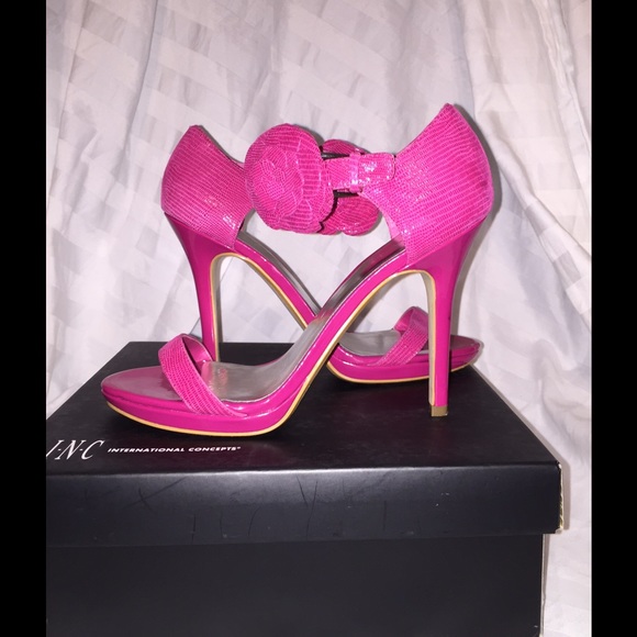 Hot Pink 4" INC Stiletto's w/flower on strap