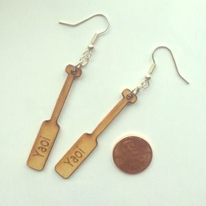 Wooden Yaoi Paddle Earrings