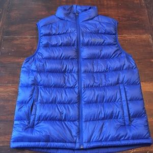 Marmot blue down feathered vest mens