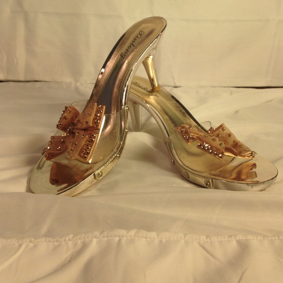 Rhinestone bow heels