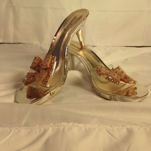 Rhinestone bow heels