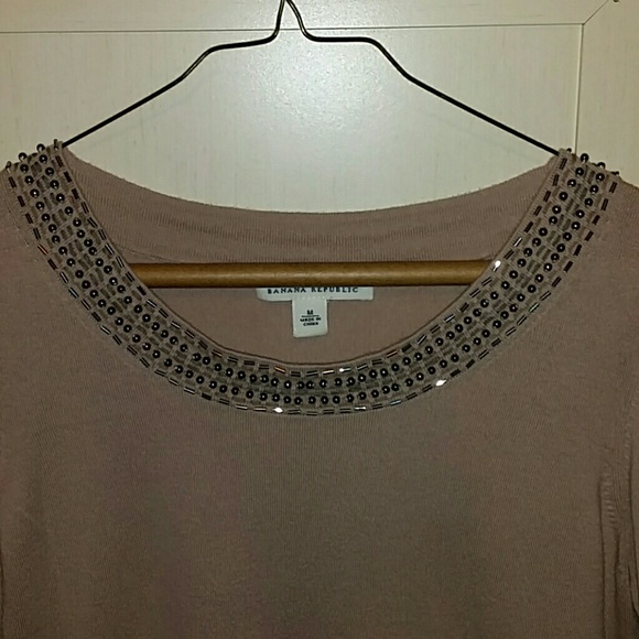 Beaded neck, lightweight sweater
