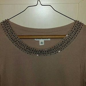 Beaded neck, lightweight sweater