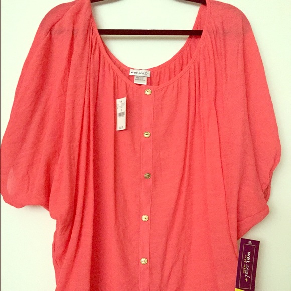 Plus Size buttoned peasant blouse