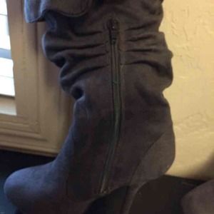 Gray high heel boots