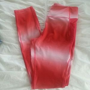 Pink & White Striped Workout Leggings