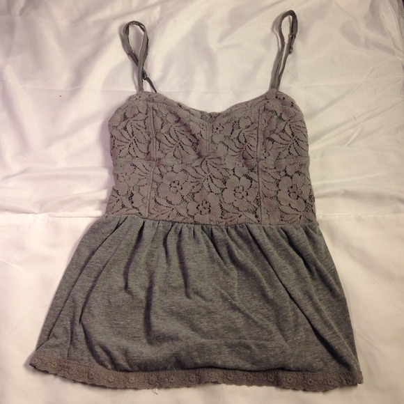 Grey floral tank top