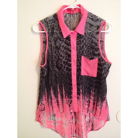 Gradient Pink&Black Short Sleeve Shirt