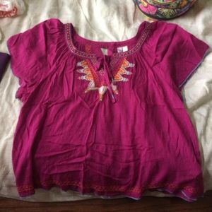 Magenta flowy tribal shirt