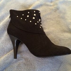 Black suede UNISA booties with embellishment