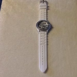 White Geneva Zebra Print Watch