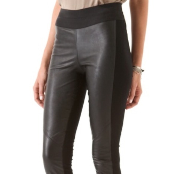 Paige black leather leggings