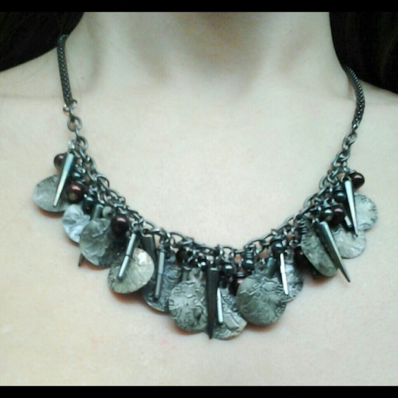 Handcrafted, Gun Metal & Berry Bangle Necklace - Picture 1 of 4