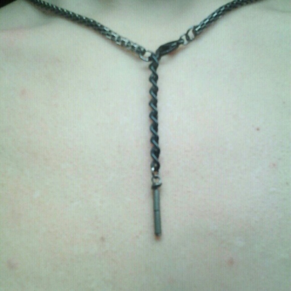 Handcrafted, Gun Metal & Berry Bangle Necklace - Picture 3 of 4