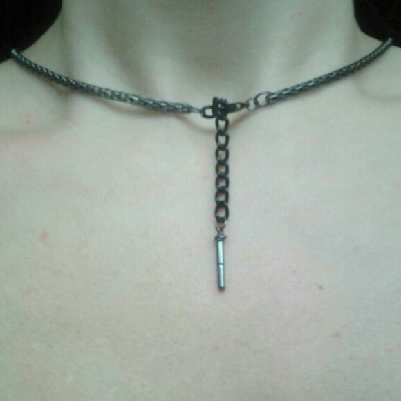 Handcrafted, Gun Metal & Berry Bangle Necklace - Picture 4 of 4