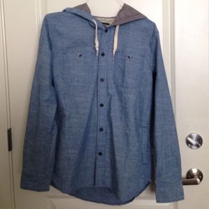 Modern amusement button up with hood