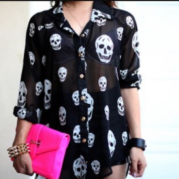 sheer skull blouse