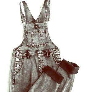 Rad vintage washed black denim overalls