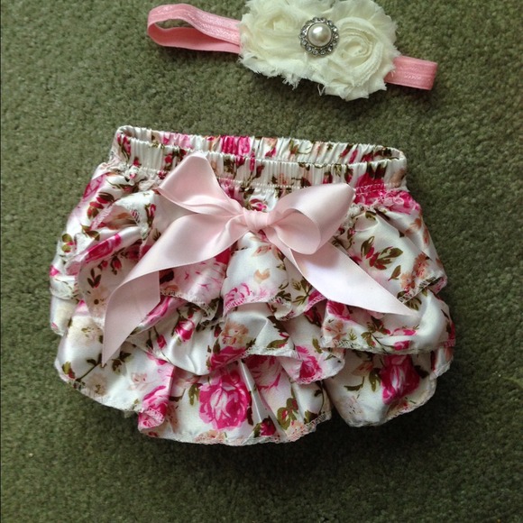 Floral baby bloomers (headband not for sale)