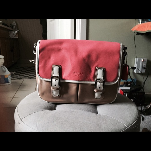 Authentic Tri-Color Coach Leather Handbag