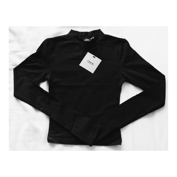 ASOS Black Crop Top Turtleneck w/ Long Sleeves