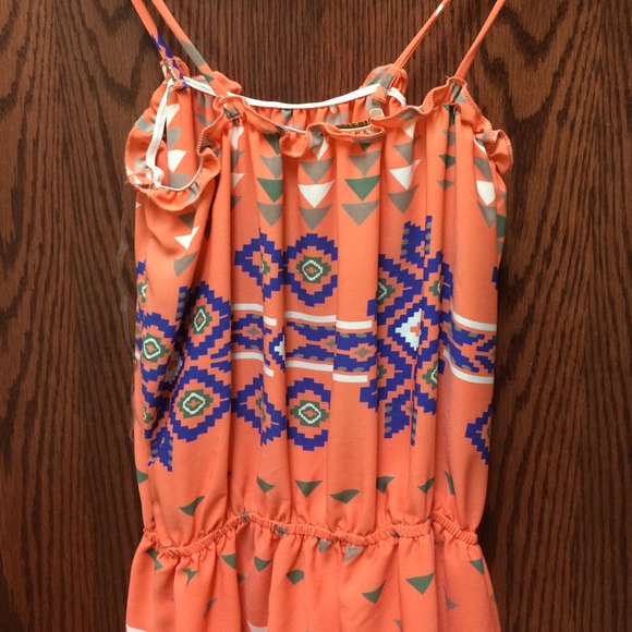 Stylebook Orange tribal themed jump suit - Picture 2 of 3