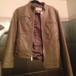 Michael kors olive green leather jacket!