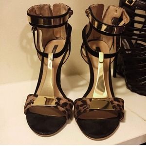 Leopard Black Gold Heels