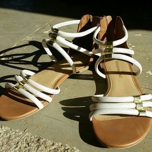 White+Gold Strapped Gladiator Sandals