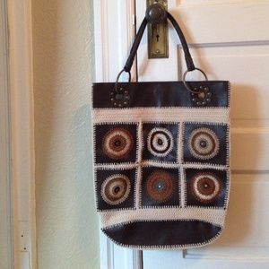 Bohemian stitched brown bag