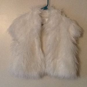 Fluffy white vest