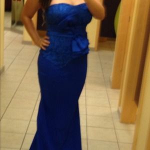 Blue Lace Evening Gown