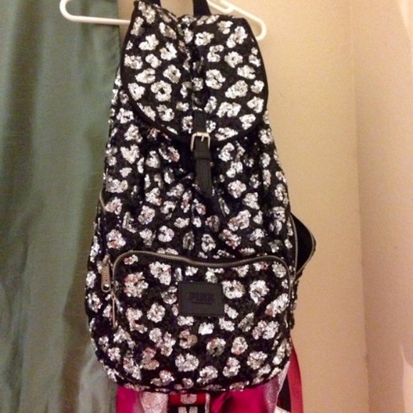 PINK Bling Leopard print backpack