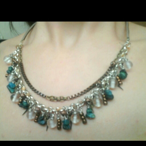 Handcrafted, Ethnic Turquoise Fringe Necklace - Picture 2 of 4