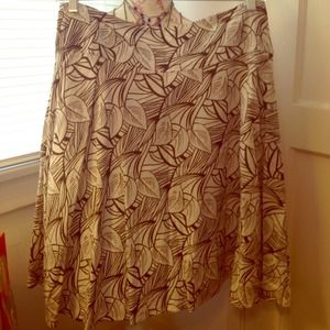 Cream and brown leaf pattern skirt.
